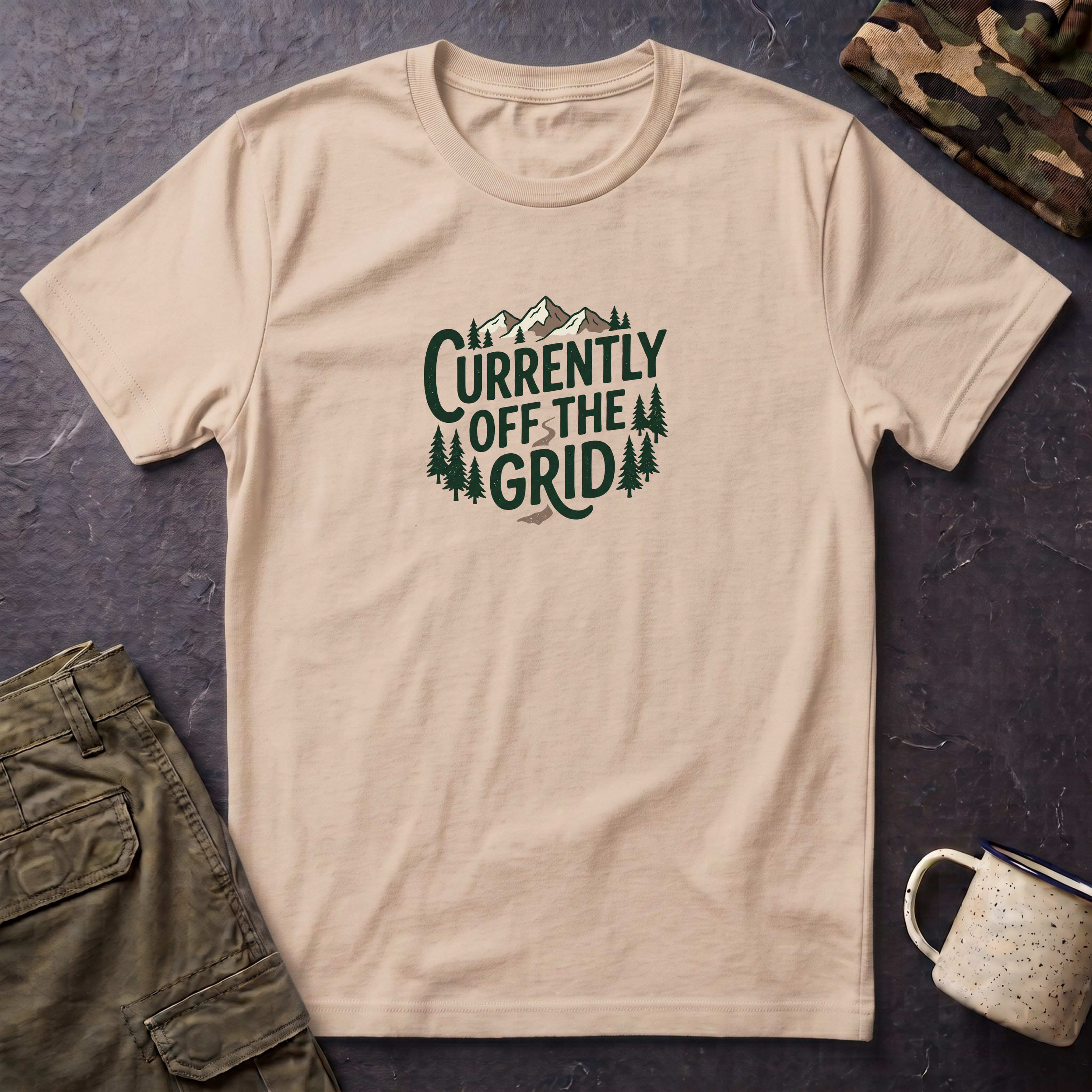 Currently Off The Grid T-Shirt — Outdoorsy Adventure Graphic Tee