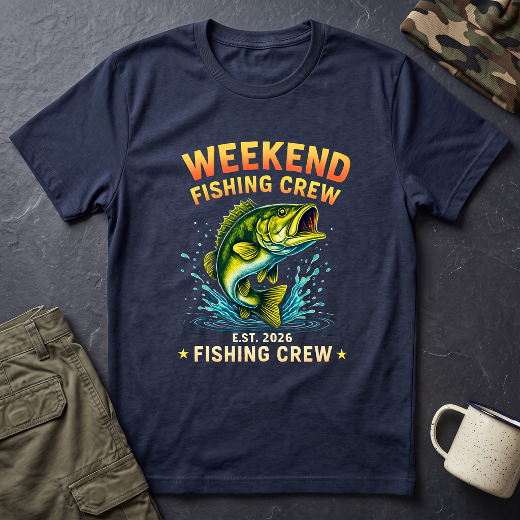 Weekend Fishing Crew T-Shirt | Bass Fish Illustration, Angler Tee