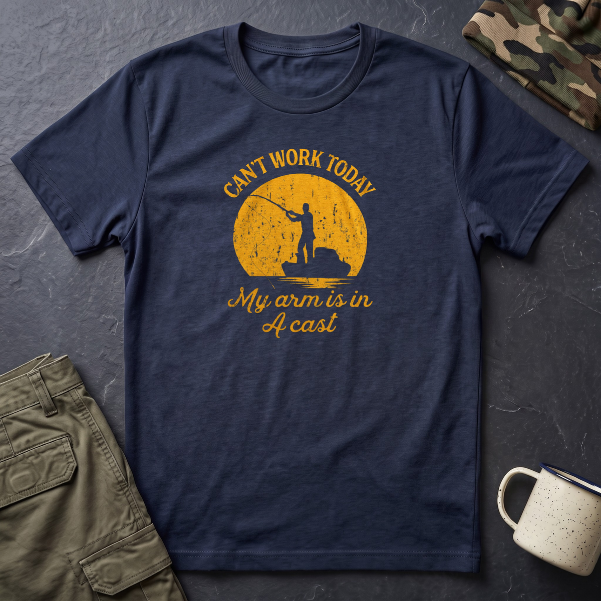 Cant Work Today My Arm Is In A Cast T-Shirt | Funny Fishing Shirt