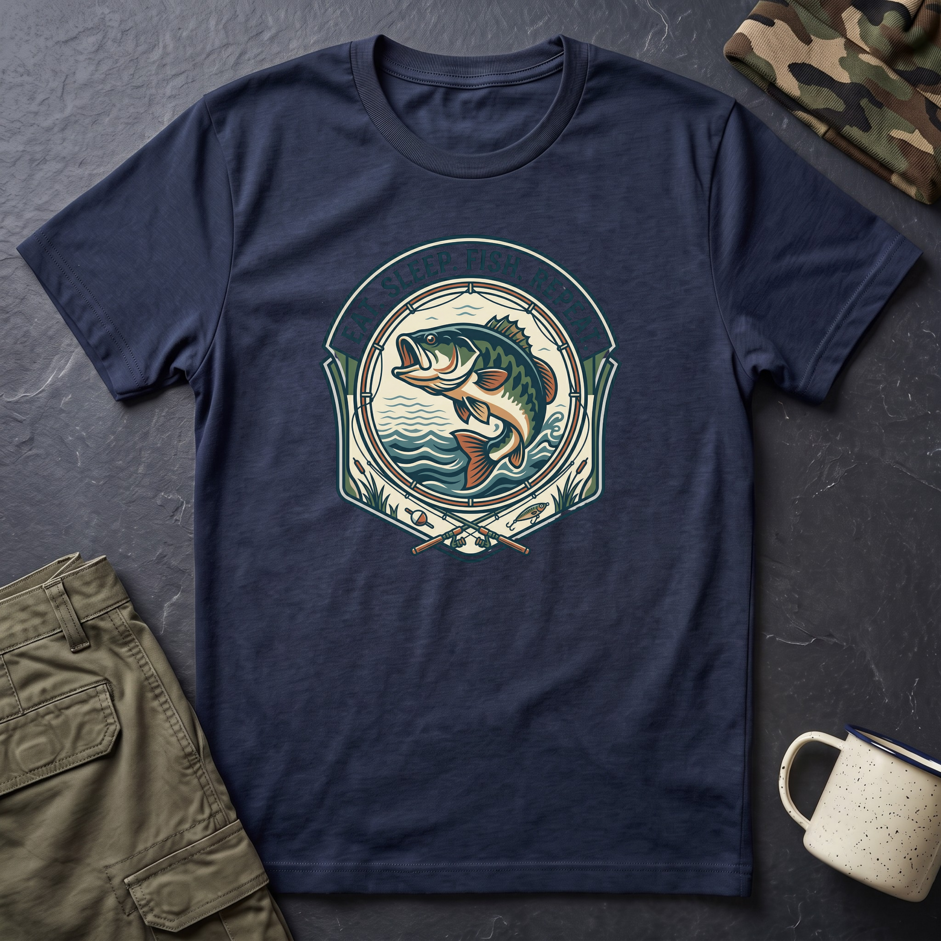 Eat Sleep Fish Repeat T-Shirt | Bass Fishing Graphic Tee