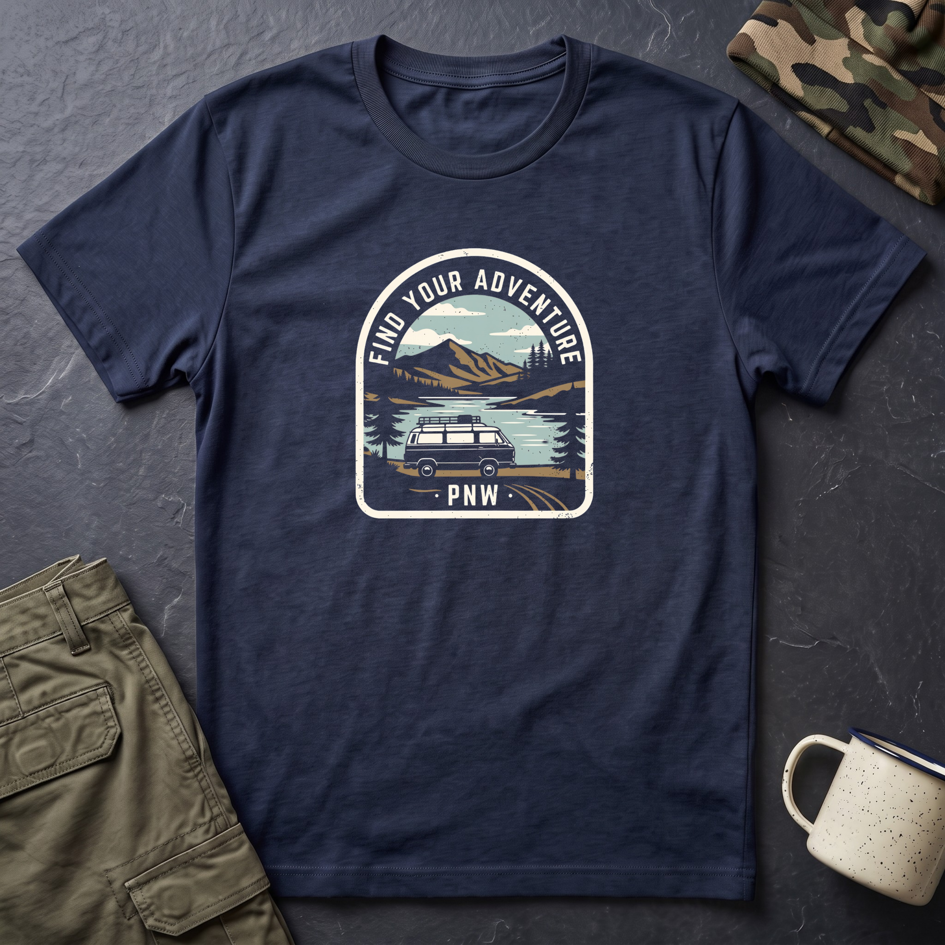 Mountain Lake Vista T-Shirt | Retro Scenic Nature Tee
