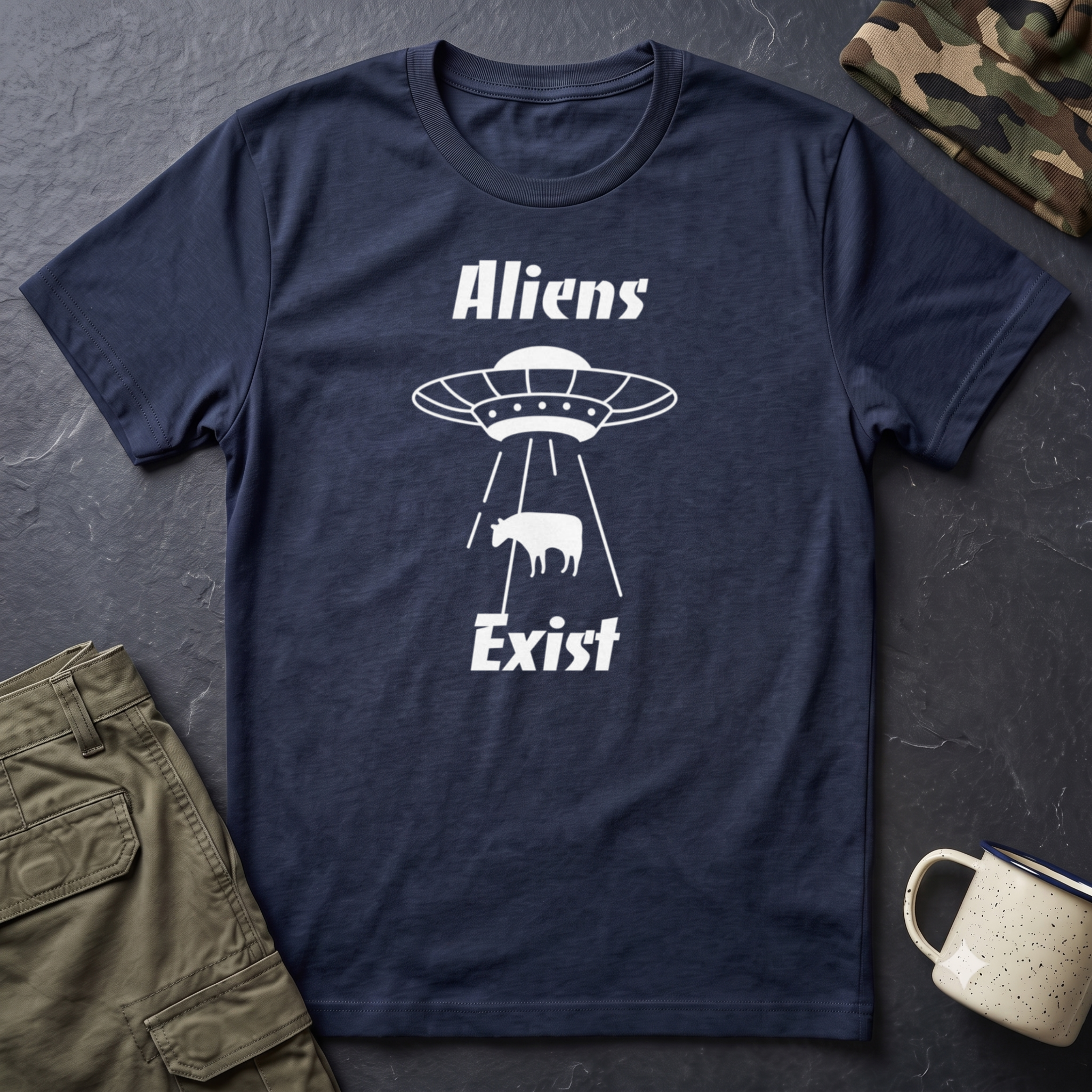Aliens Exist T-Shirt | UFO Cow Abduction Graphic