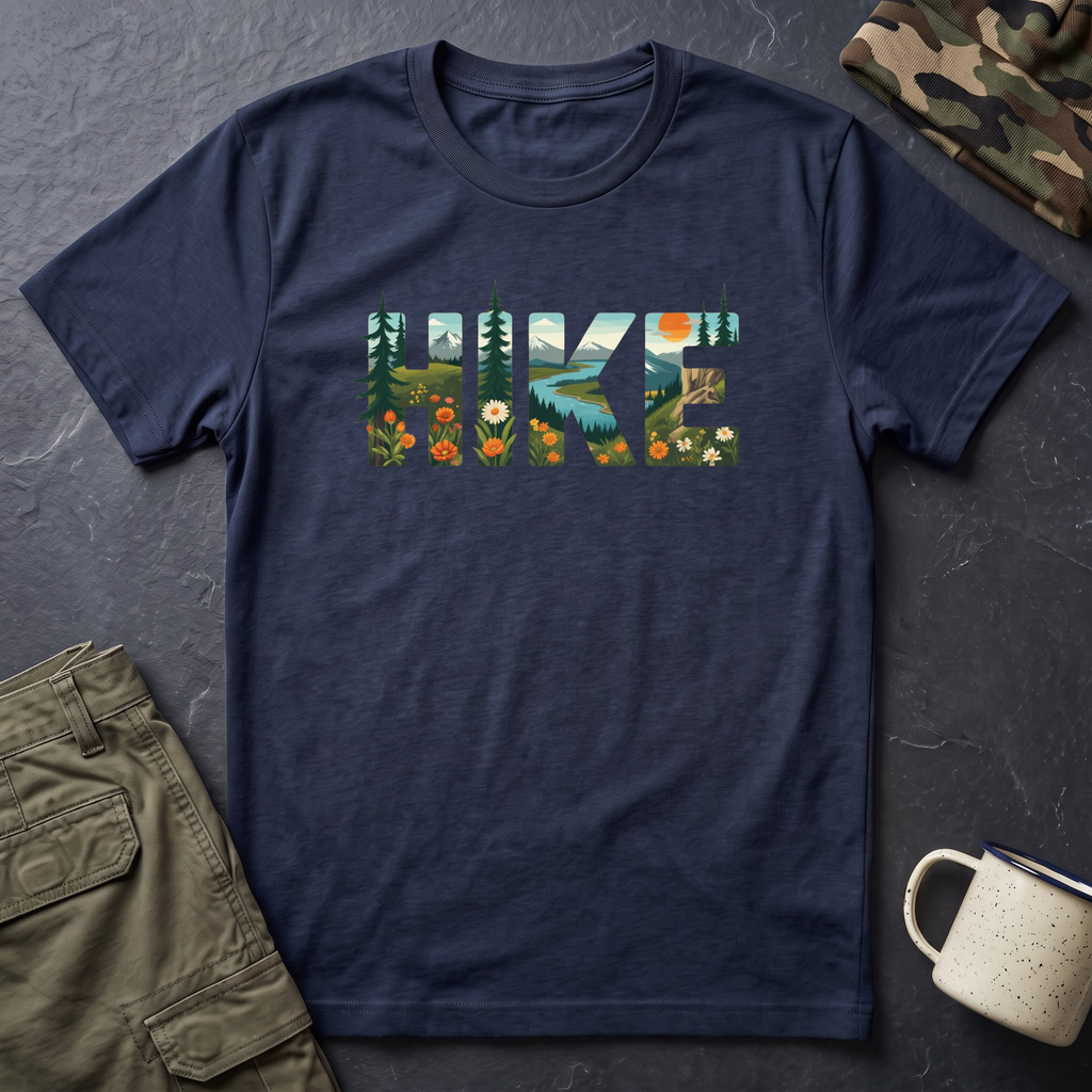 Hike nature typography T-Shirt | Outdoor hiking mountains forest design
