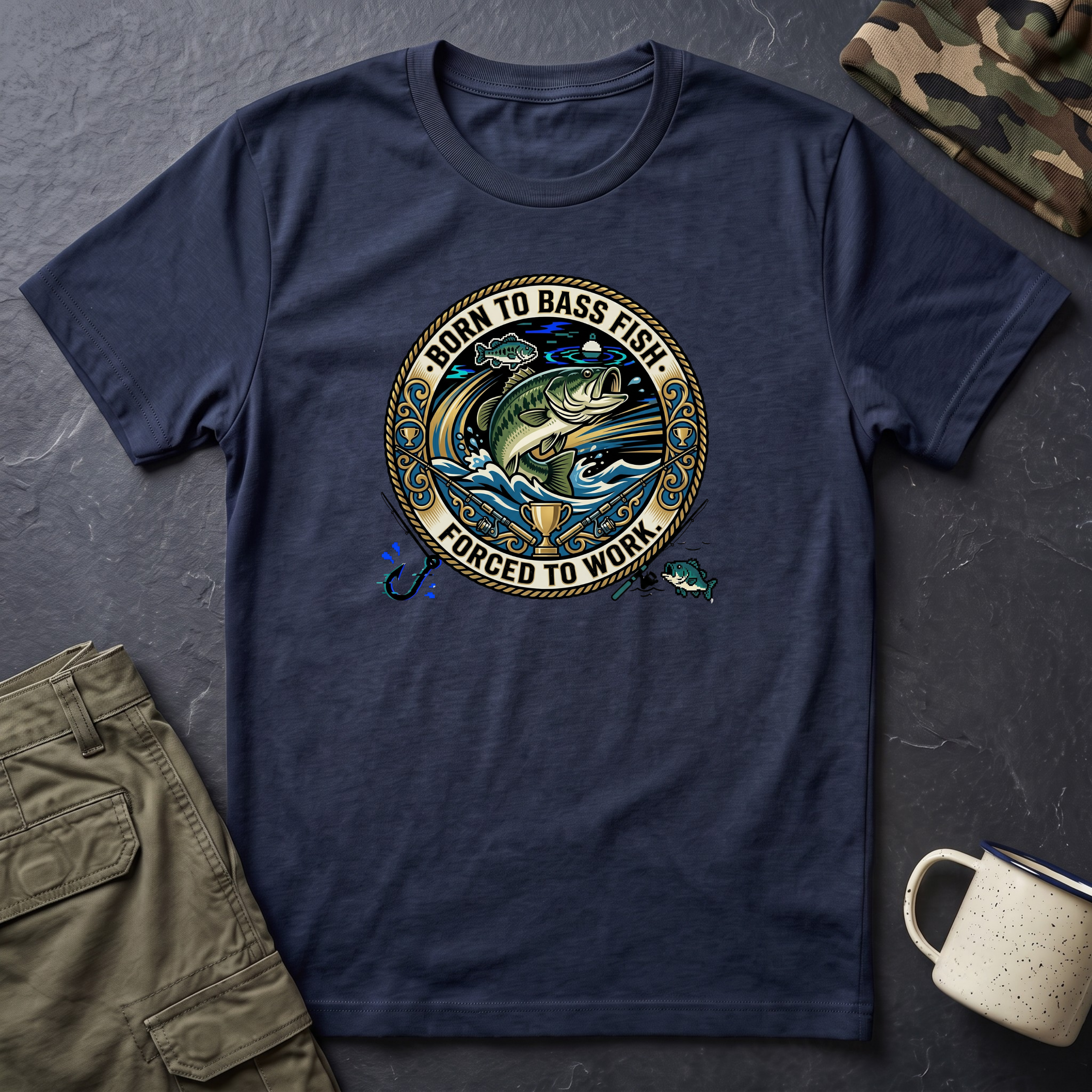 Born to Bass Fish graphic T-Shirt | Fishing Lure Illustration
