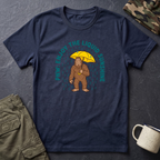 PNW Enjoy the Liquid Sunshine Bigfoot T-Shirt | Rain Umbrella Illustration