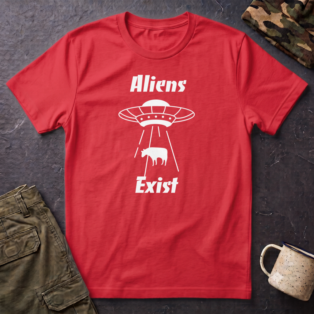 Aliens Exist T-Shirt | UFO Cow Abduction Graphic