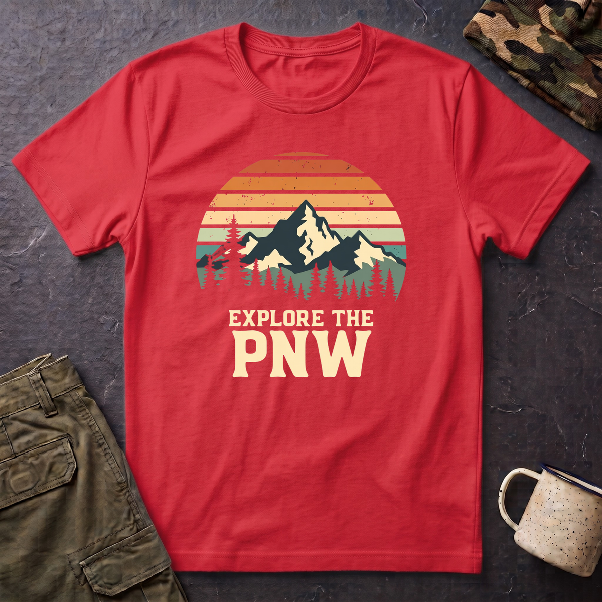 Explore the PNW T-Shirt | Mountain Sunset, Camping, Northwest Adventure