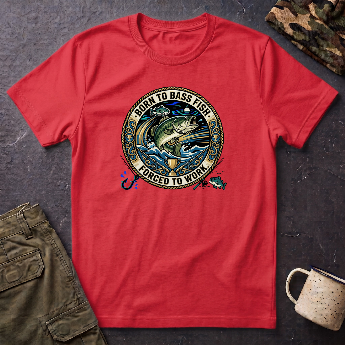 Born to Bass Fish graphic T-Shirt | Fishing Lure Illustration