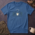 Coffee Cup in Pines T-Shirt | mountain camp mug, minimalist outdoors design