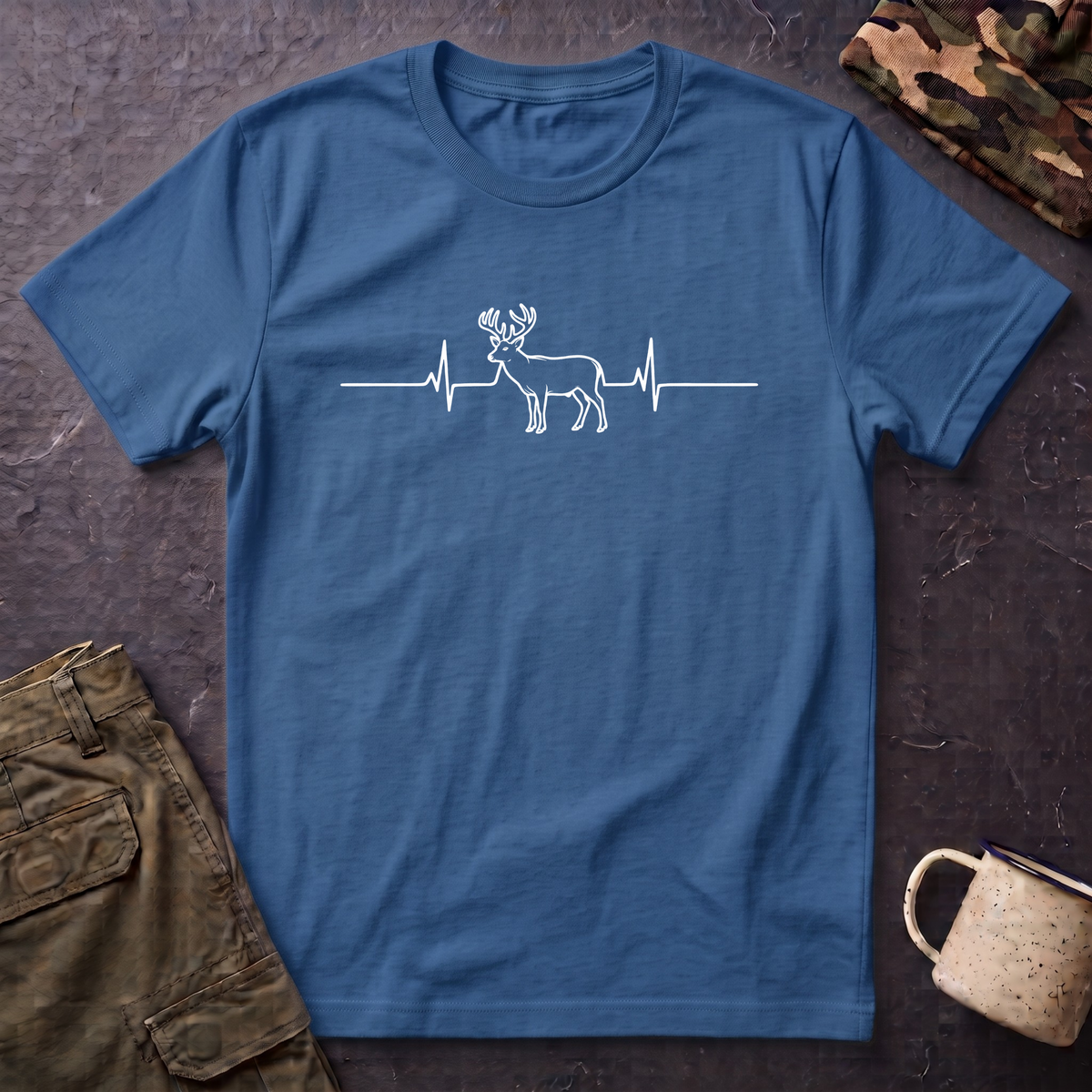 Buck Heartbeat Line T-Shirt | Deer EKG Graphic Tee