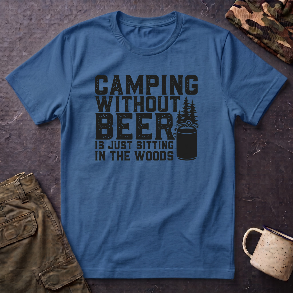 Camping Without Beer T-Shirt | Camping Saying, Beer Can Graphic