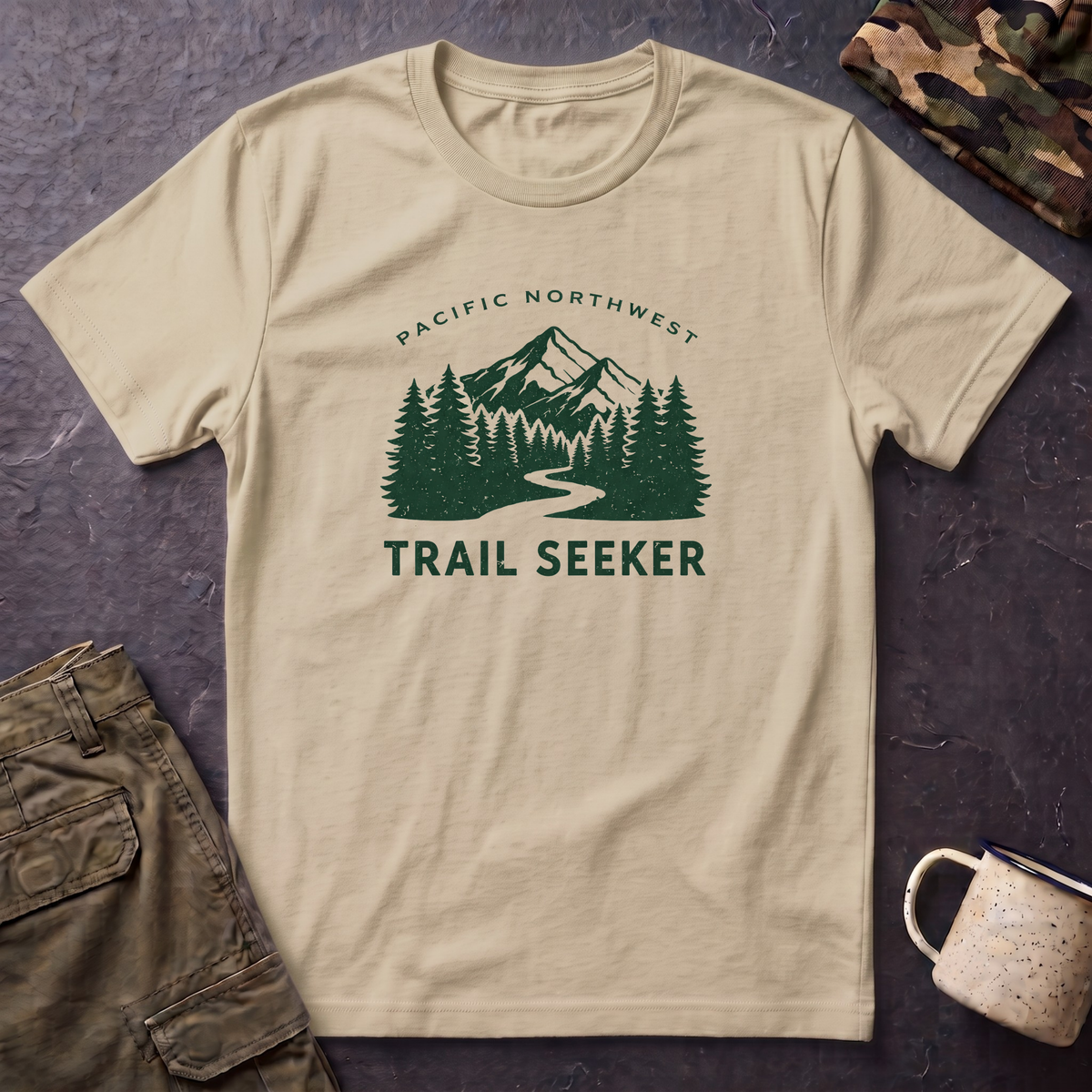 Trail Seeker Mountain Graphic T-Shirt | Pacific Northwest Hiking Tee