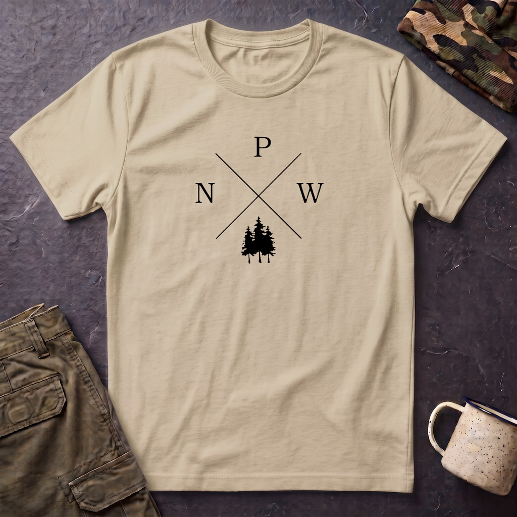Compass Pines t-shirt | North South East West forest logo
