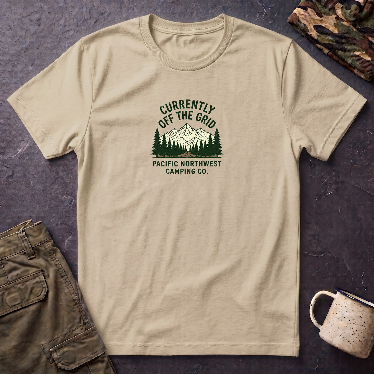 Currently Off The Grid T-Shirt — Pacific Northwest Camping Graphic Tee