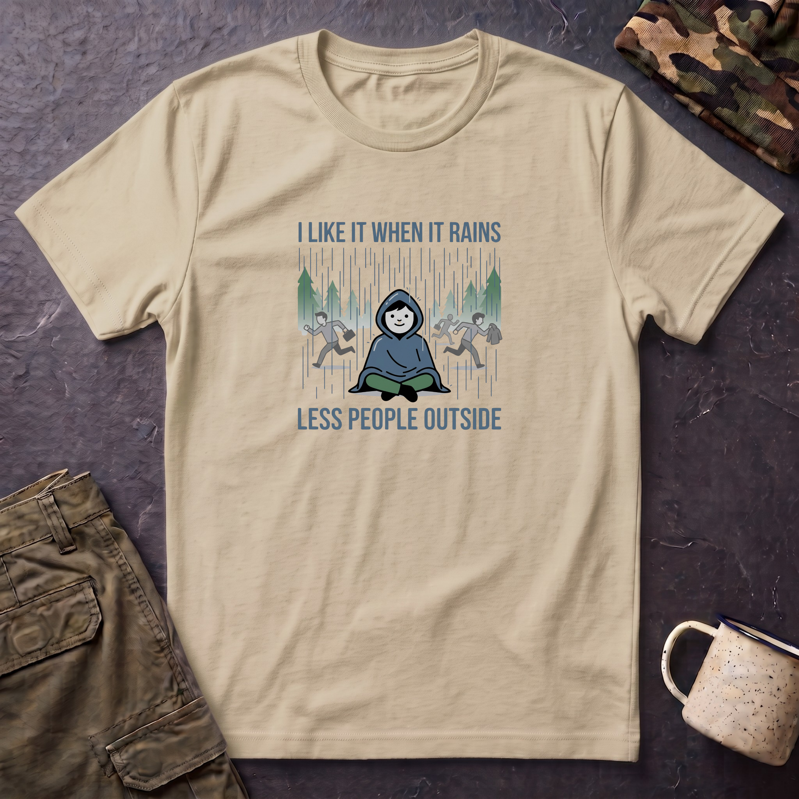 I Like It When It Rains Less People Outside T-Shirt | Introvert Rain Design