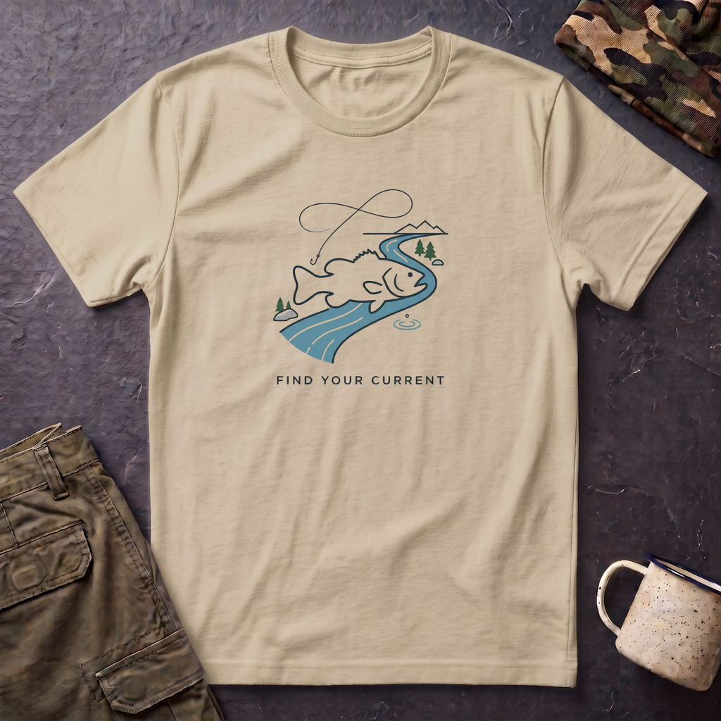 Find Your Current Wave T-Shirt | Surf River Whale Illustration
