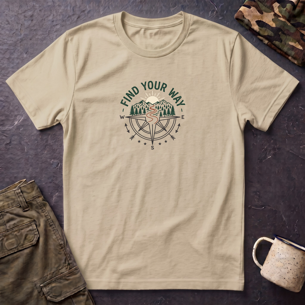 Find Your Way T-Shirt — Compass Mountain Adventure Graphic Tee