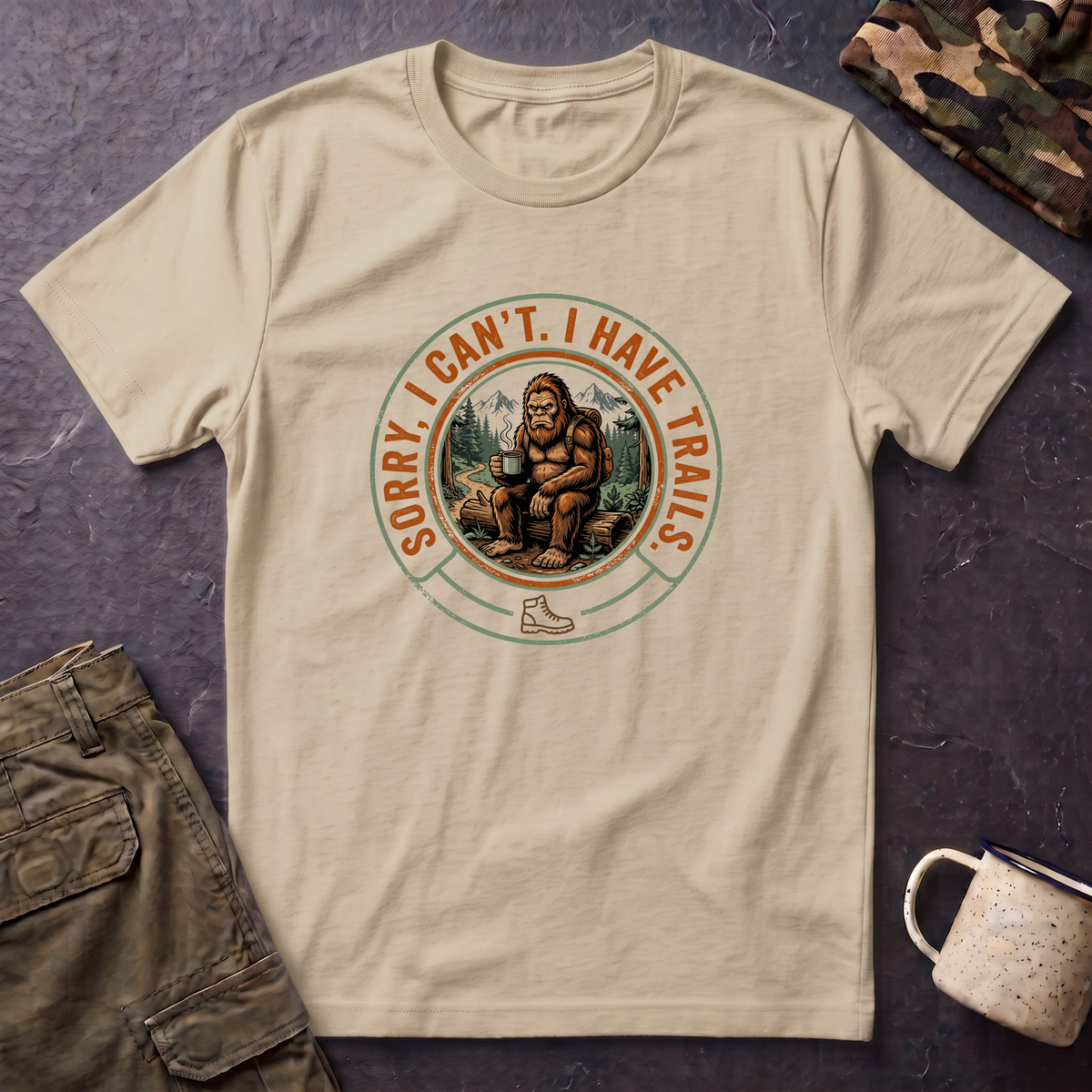Sorry I Can't, I Have Trails T-Shirt — Vintage Sasquatch Hiking Tee