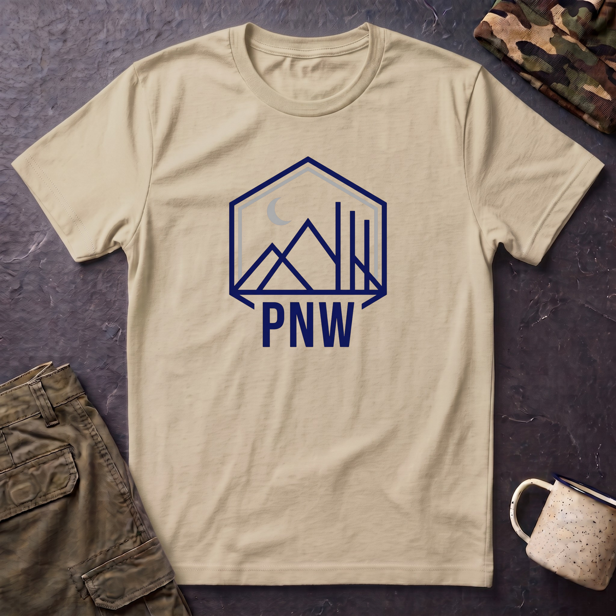 PNW Mountains T-Shirt | Pacific Northwest camping badge