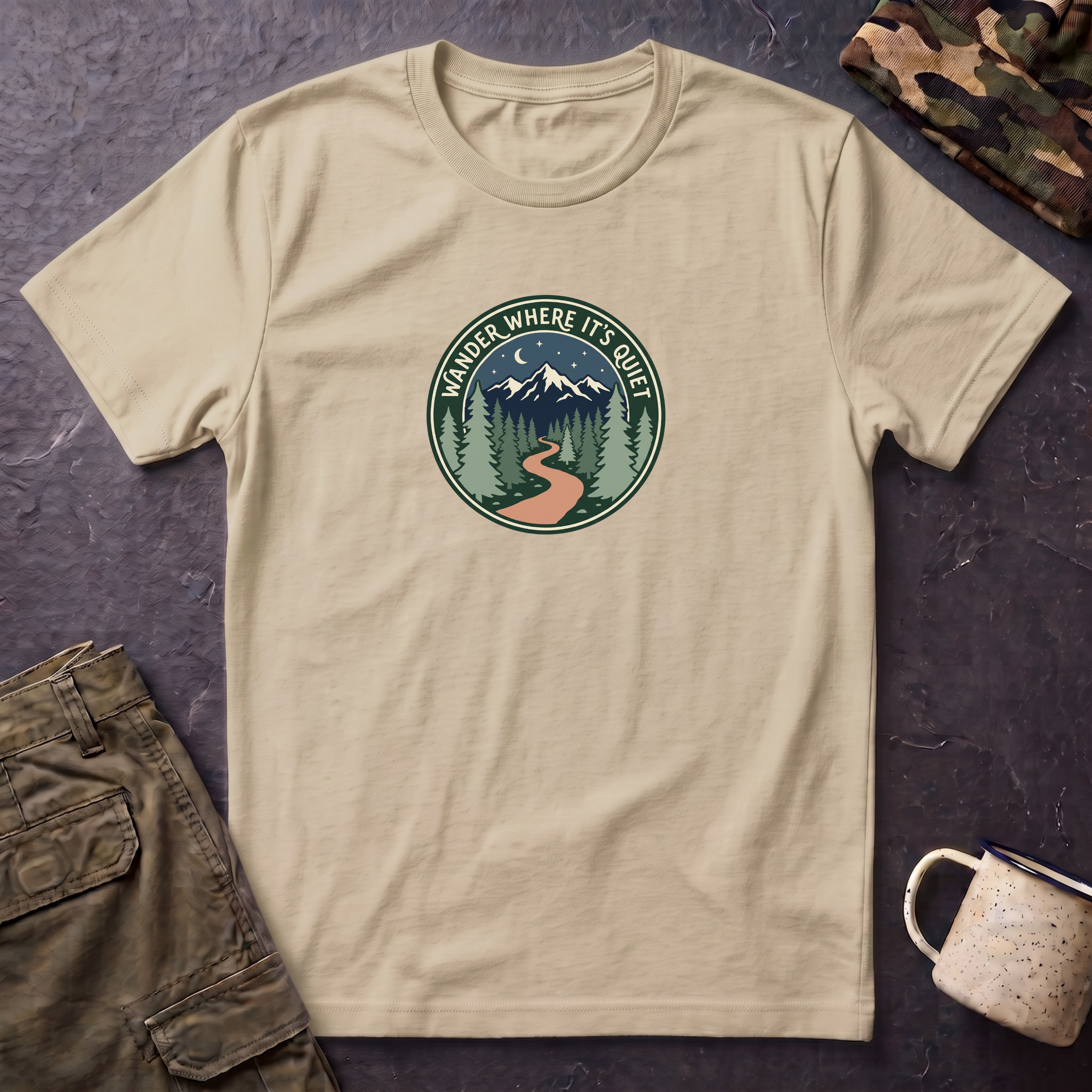 T-Shirt - "Wander Where It’s Quiet" Mountain Trail Graphic Tee