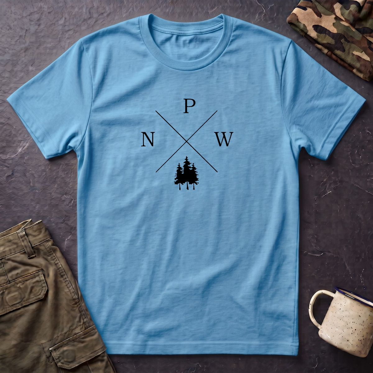 Compass Pines t-shirt | North South East West forest logo
