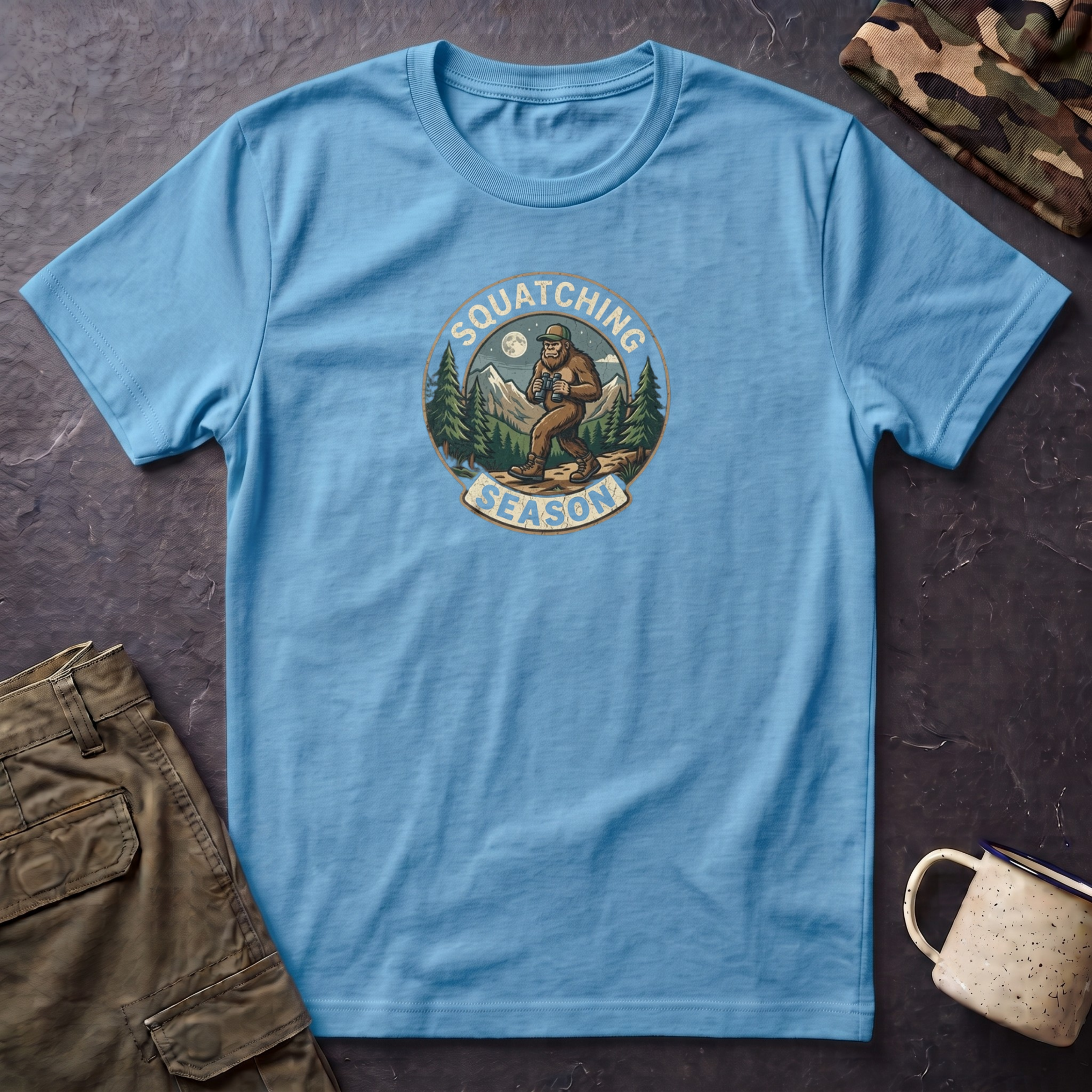 Squatching Season T-Shirt — Bigfoot Camping Graphic Tee