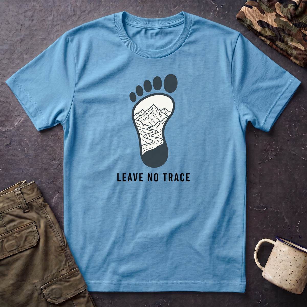Leave No Trace footprint T-Shirt | Hiking mountain print