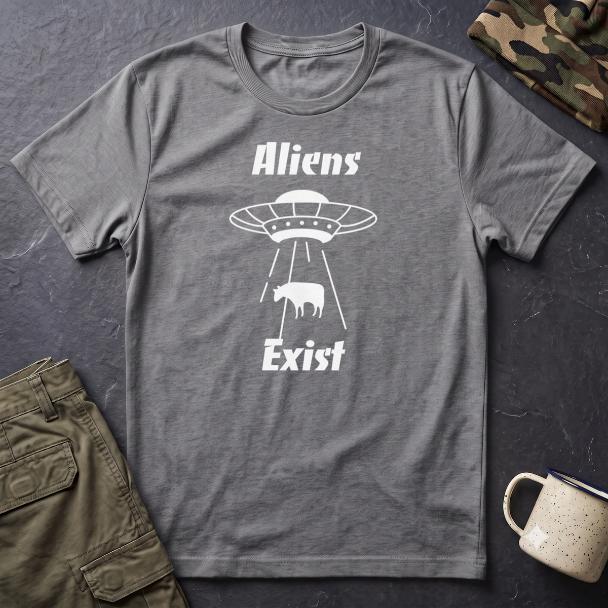 Aliens Exist T-Shirt | UFO Cow Abduction Graphic