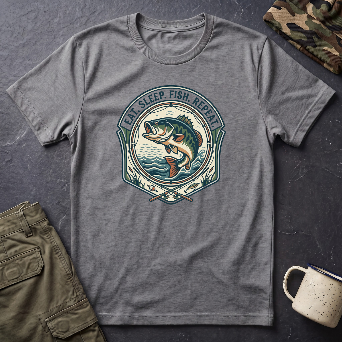 Eat Sleep Fish Repeat T-Shirt | Bass Fishing Graphic Tee