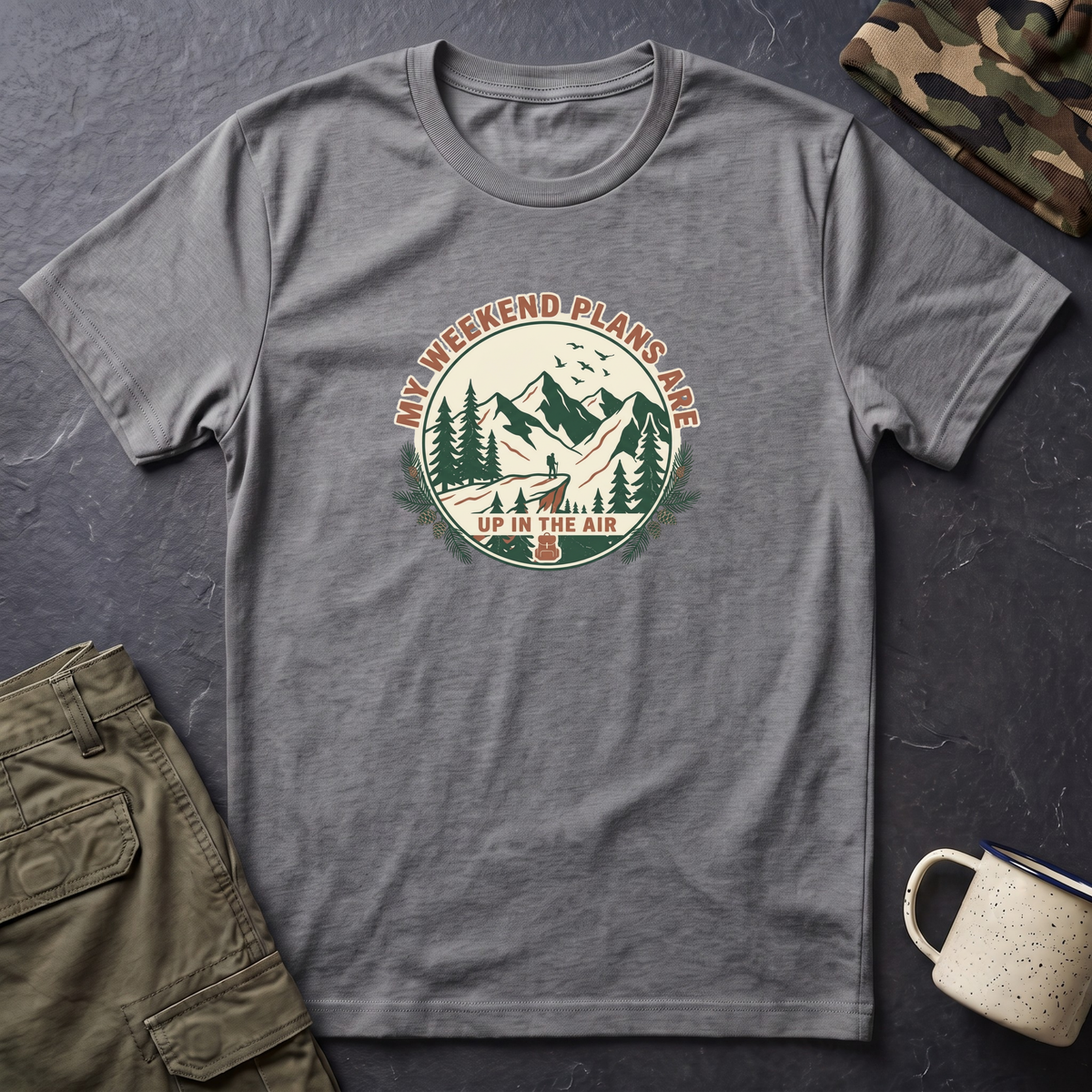 T-Shirt — "My Weekend Plans Are Up in the Air" Outdoor Adventure Graphic Tee