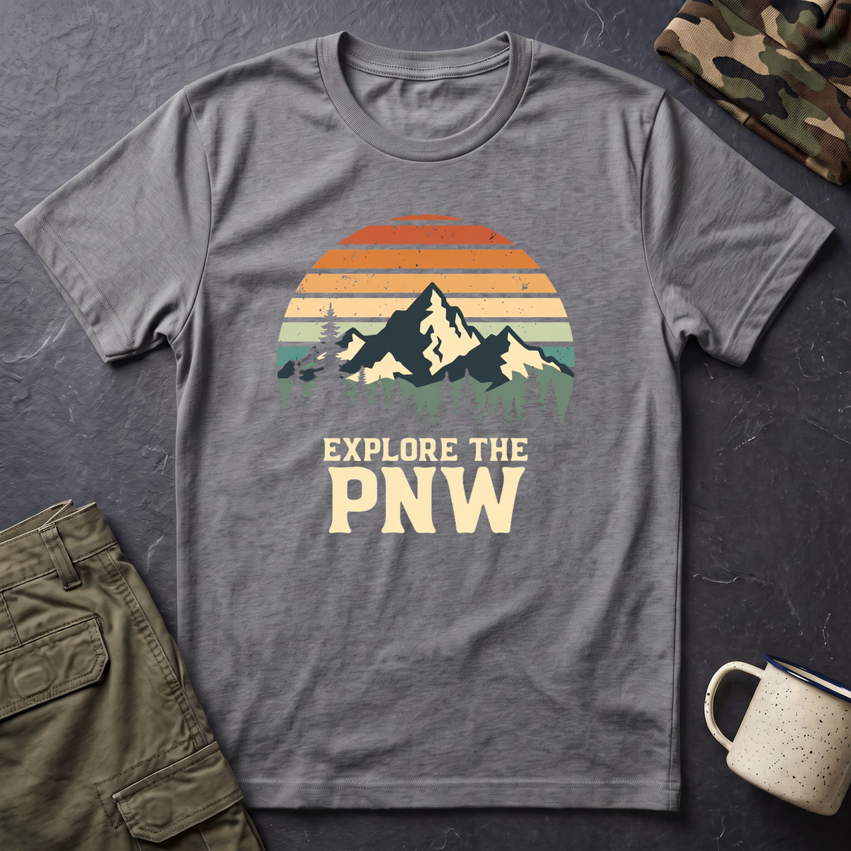 Explore the PNW T-Shirt | Mountain Sunset, Camping, Northwest Adventure