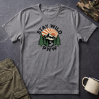 Stay Wild PNW T-Shirt | Mountain Sunset, Pine Trees, River Road