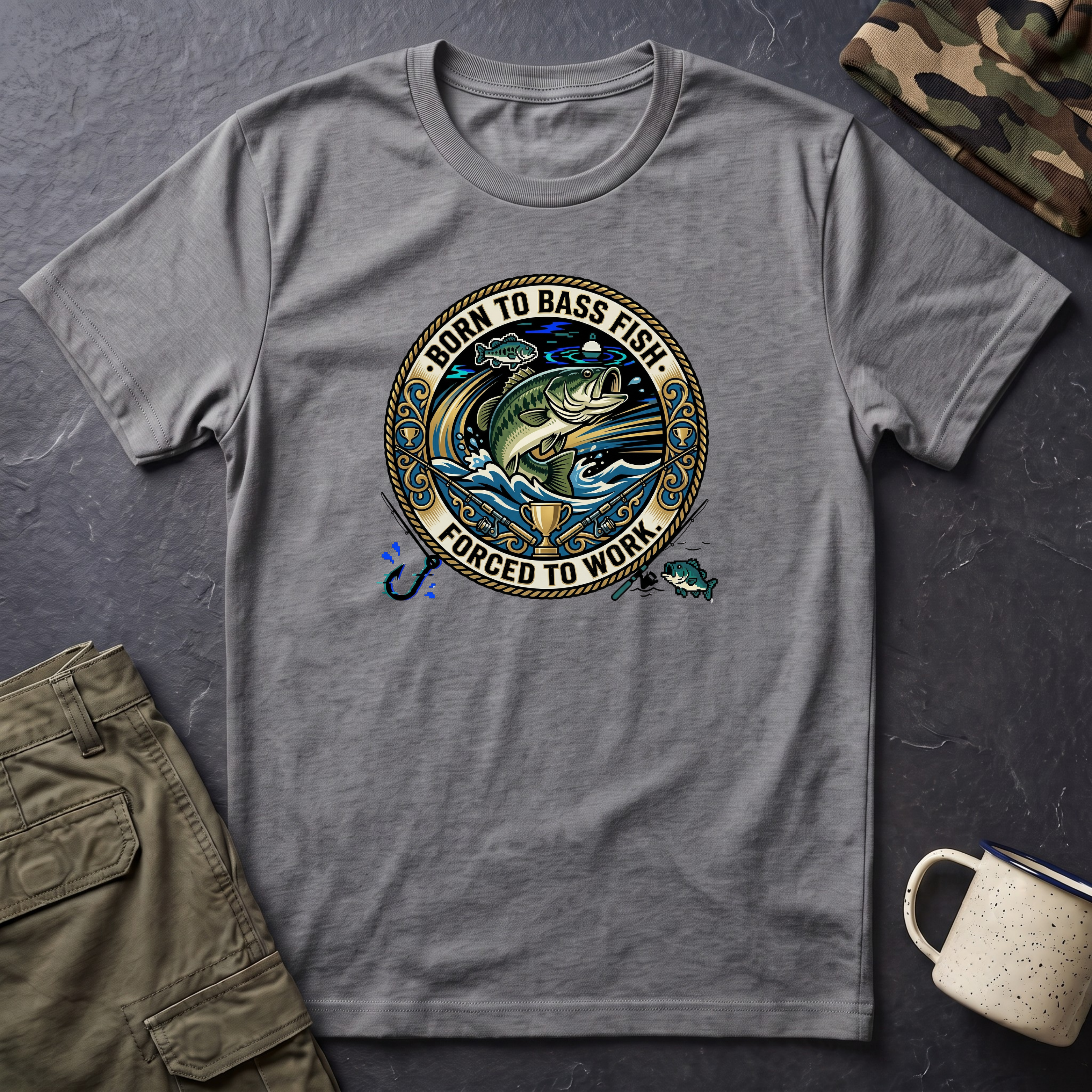 Born to Bass Fish graphic T-Shirt | Fishing Lure Illustration