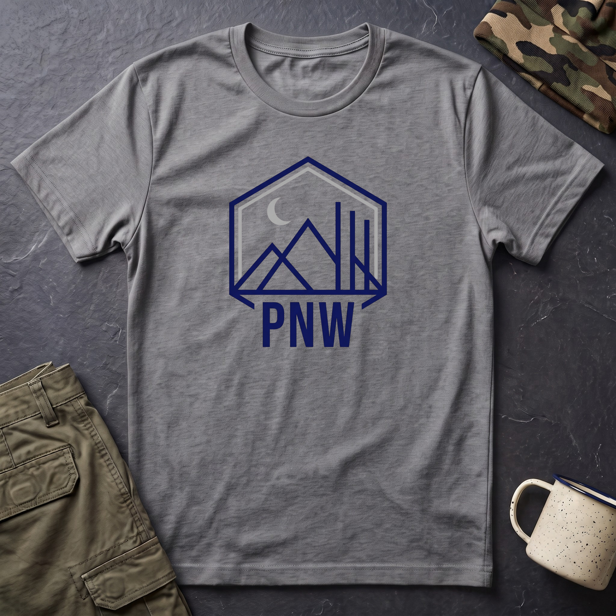 PNW Mountains T-Shirt | Pacific Northwest camping badge