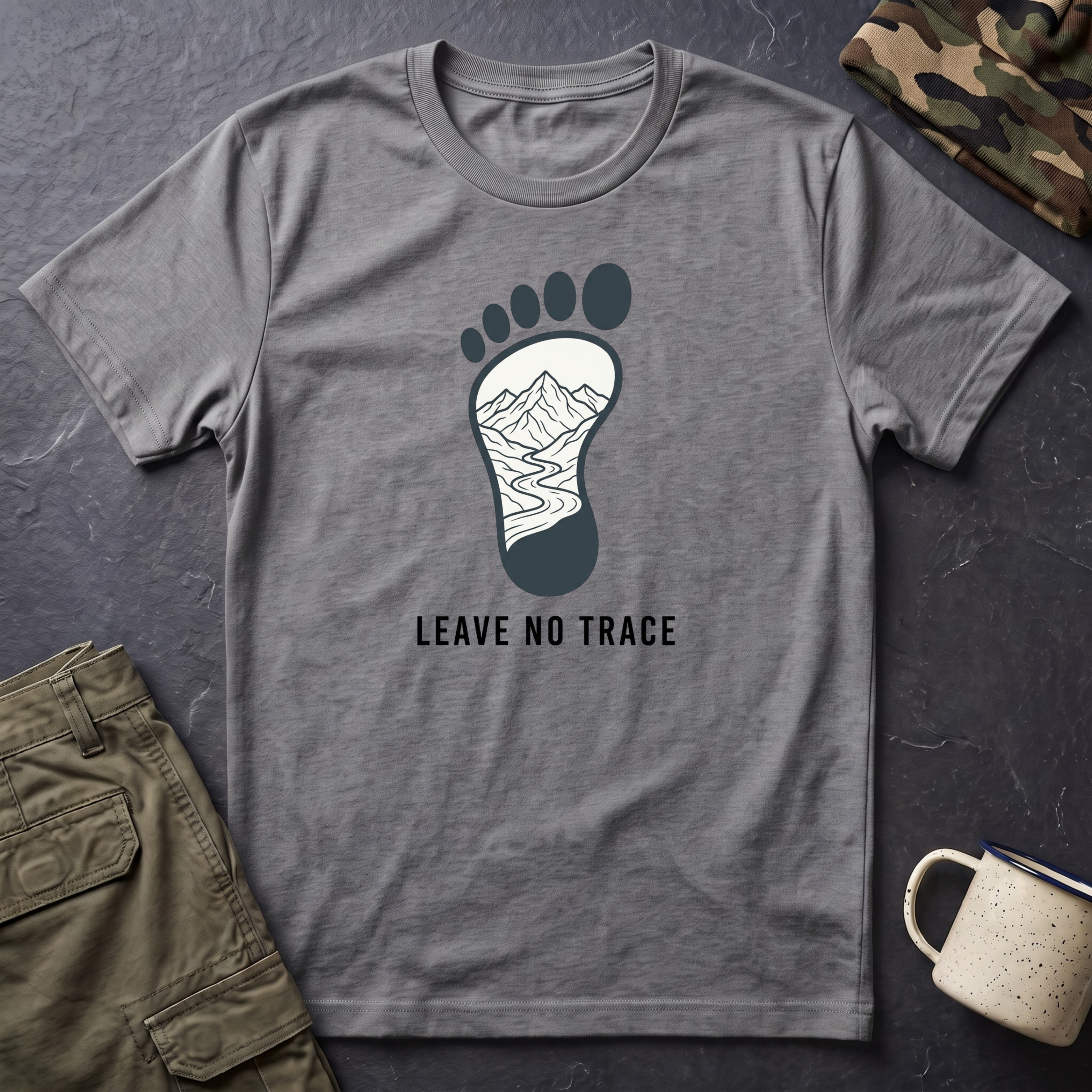 Leave No Trace footprint T-Shirt | Hiking mountain print