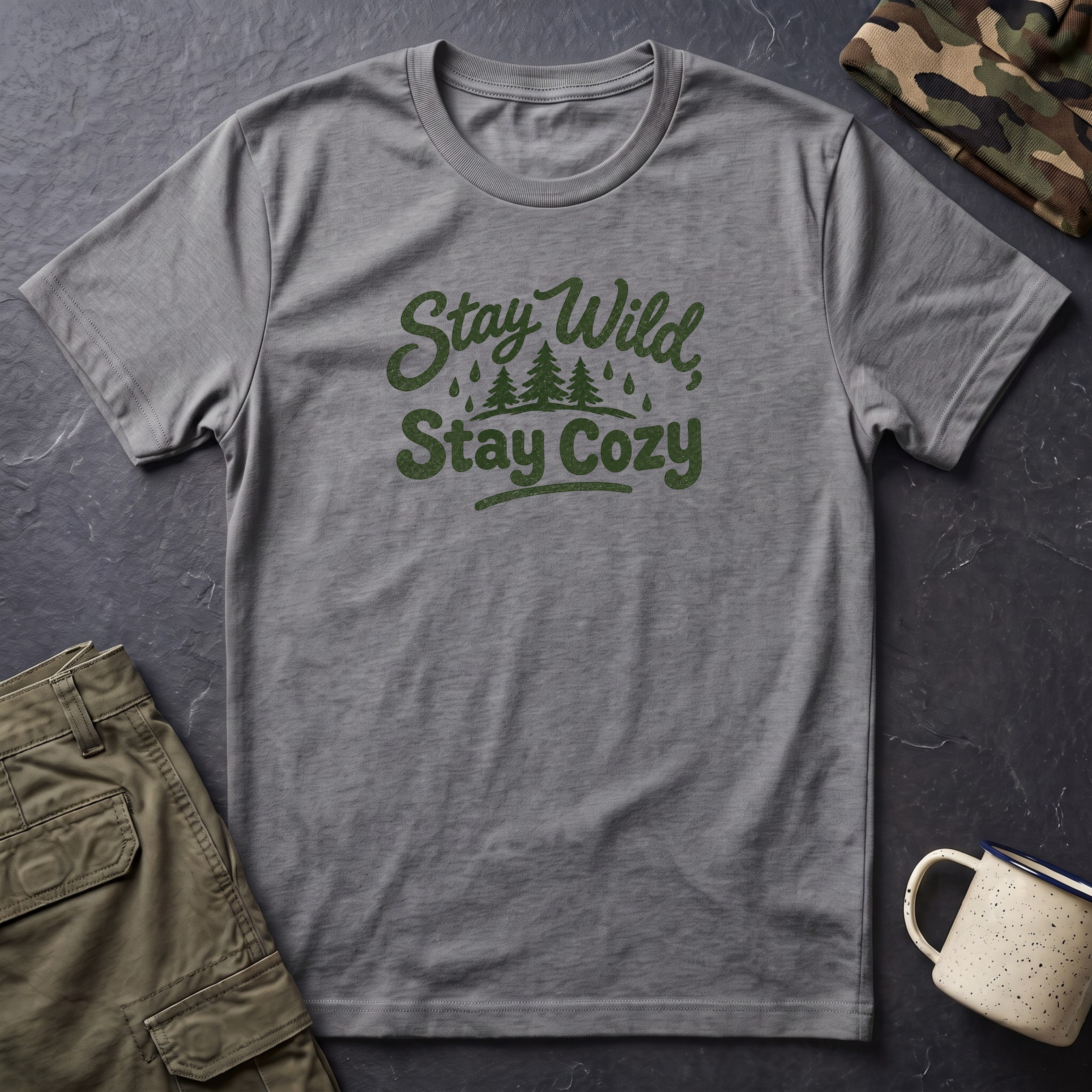 Stay Wild Stay Cozy T-Shirt — Outdoor Cabin Graphic Tee