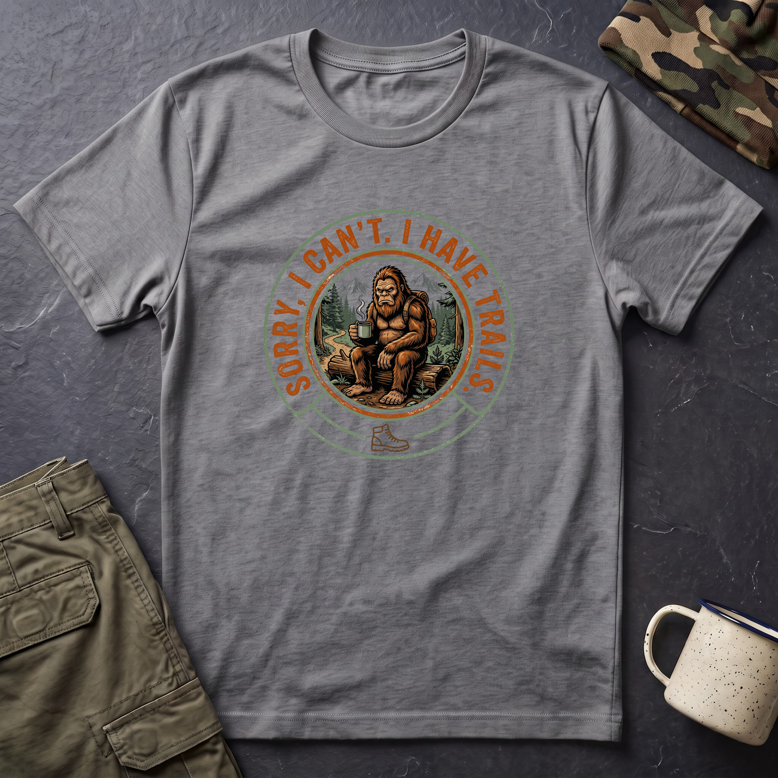 Sorry I Can't, I Have Trails T-Shirt — Vintage Sasquatch Hiking Tee