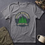 Pacific Northwest Mountain Pines T-Shirt | Upper Left USA graphic