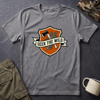 Seek The Wild emblem T-shirt | outdoor adventure badge design