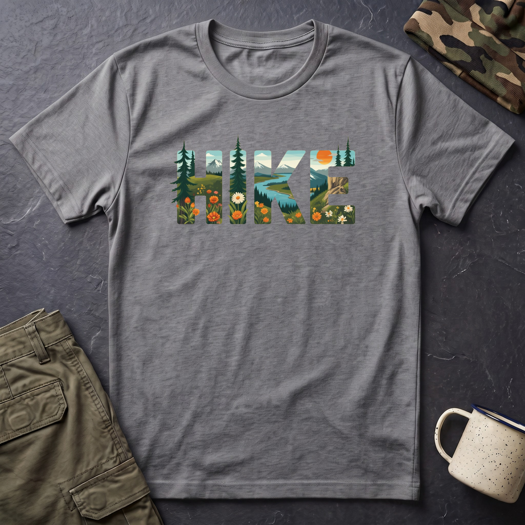 Hike nature typography T-Shirt | Outdoor hiking mountains forest design