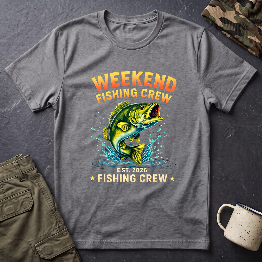 Weekend Fishing Crew T-Shirt | Bass Fish Illustration, Angler Tee