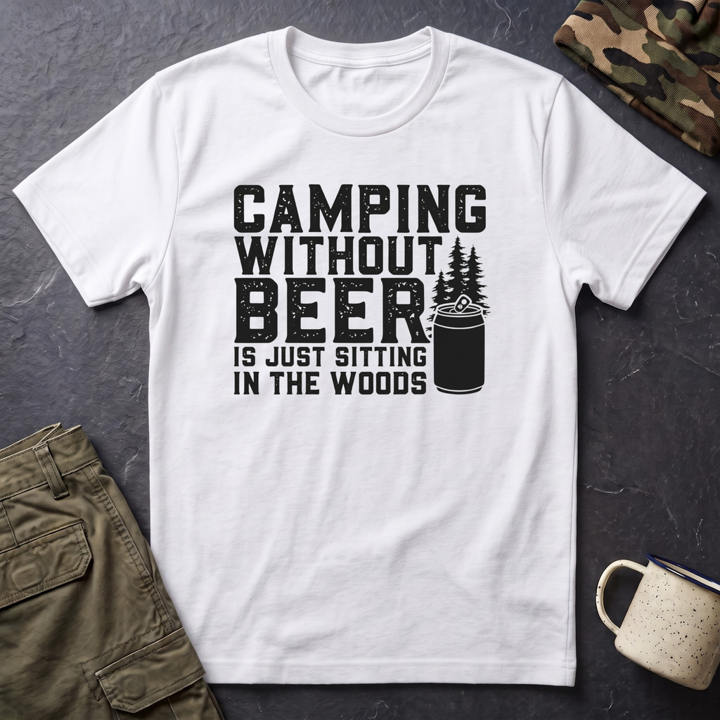 Camping Without Beer T-Shirt | Camping Saying, Beer Can Graphic