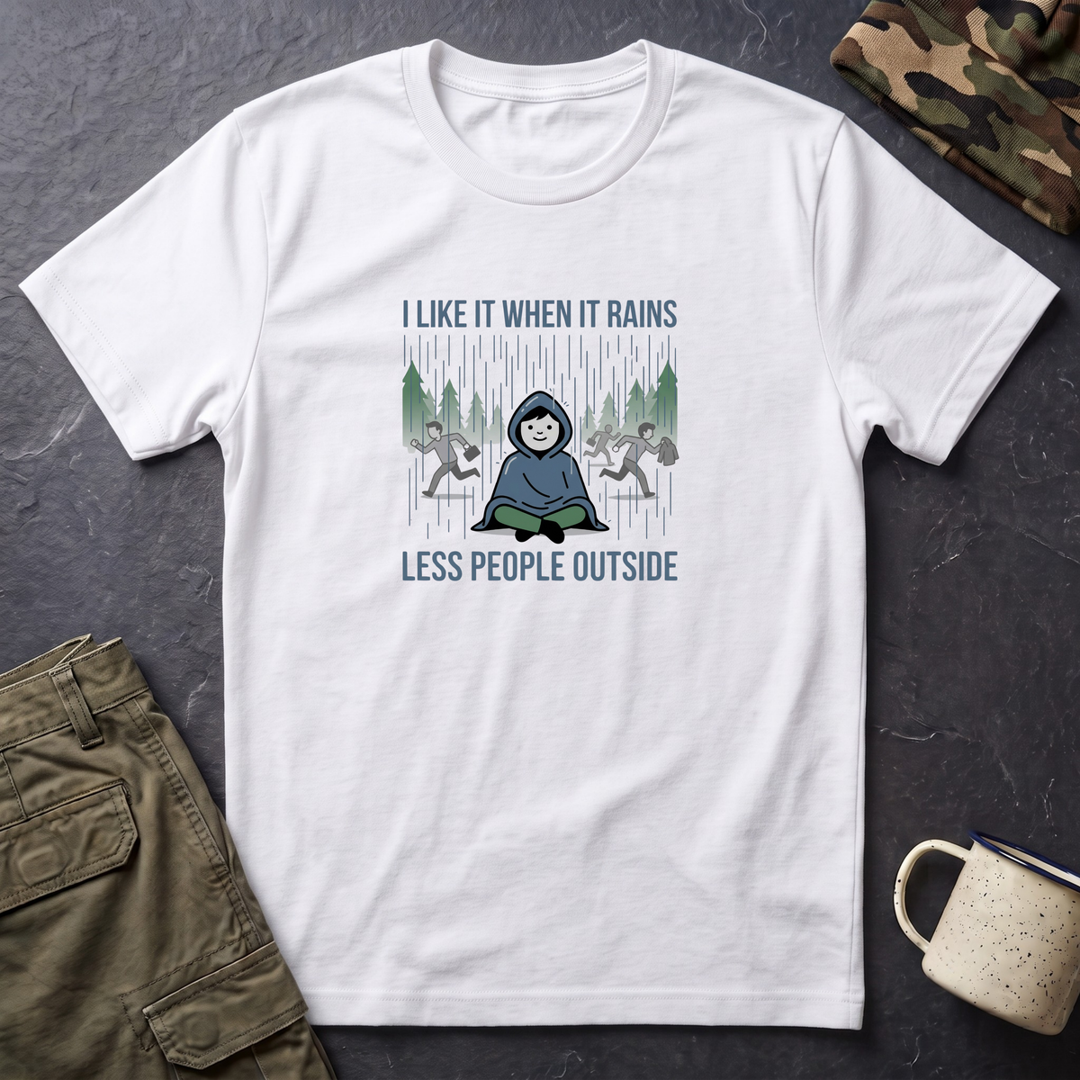 I Like It When It Rains Less People Outside T-Shirt | Introvert Rain Design