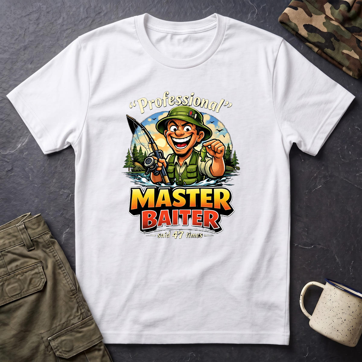 Master Baiter Fisherman T-Shirt | Fishing Graphic Tee, Outdoor Angler Design