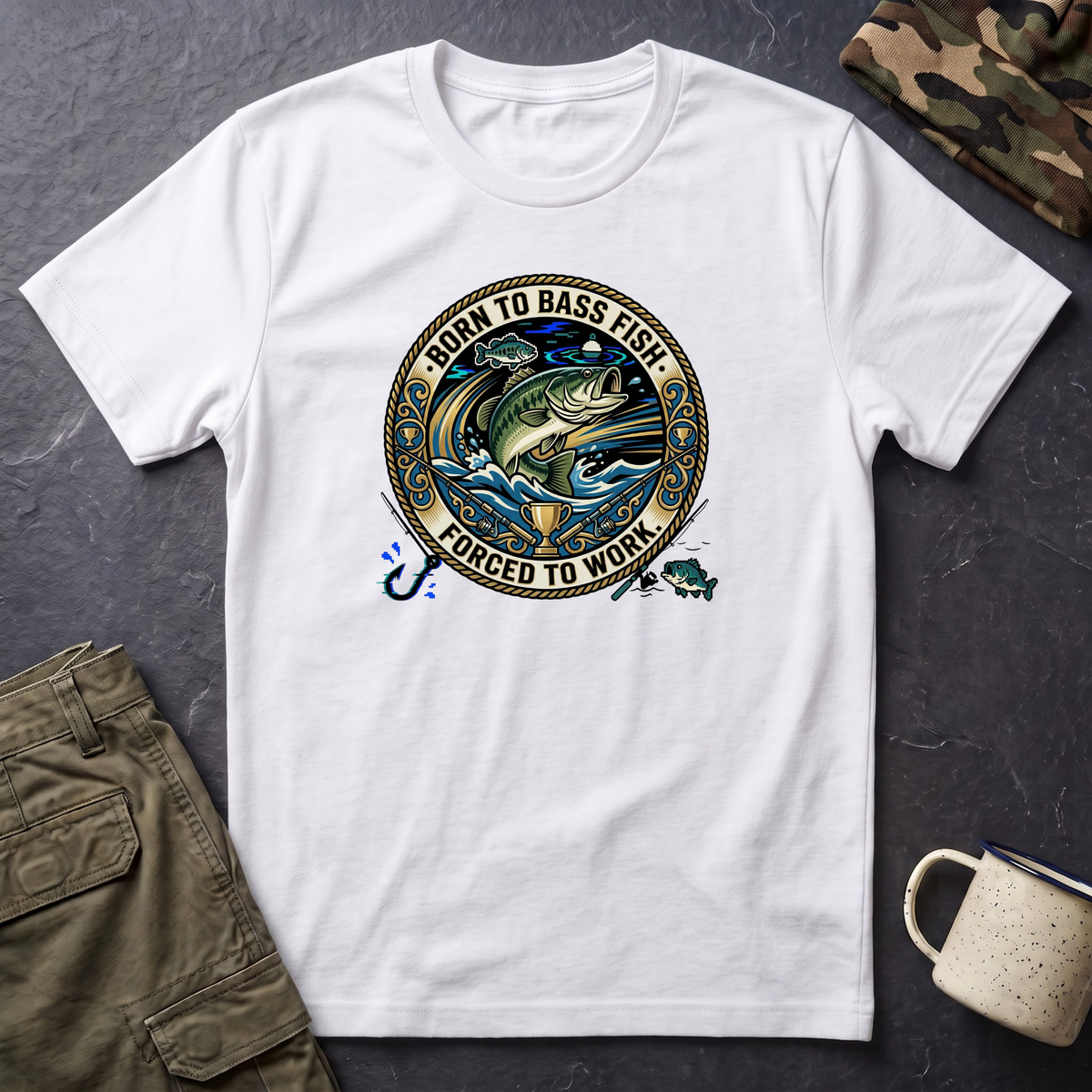 Born to Bass Fish graphic T-Shirt | Fishing Lure Illustration