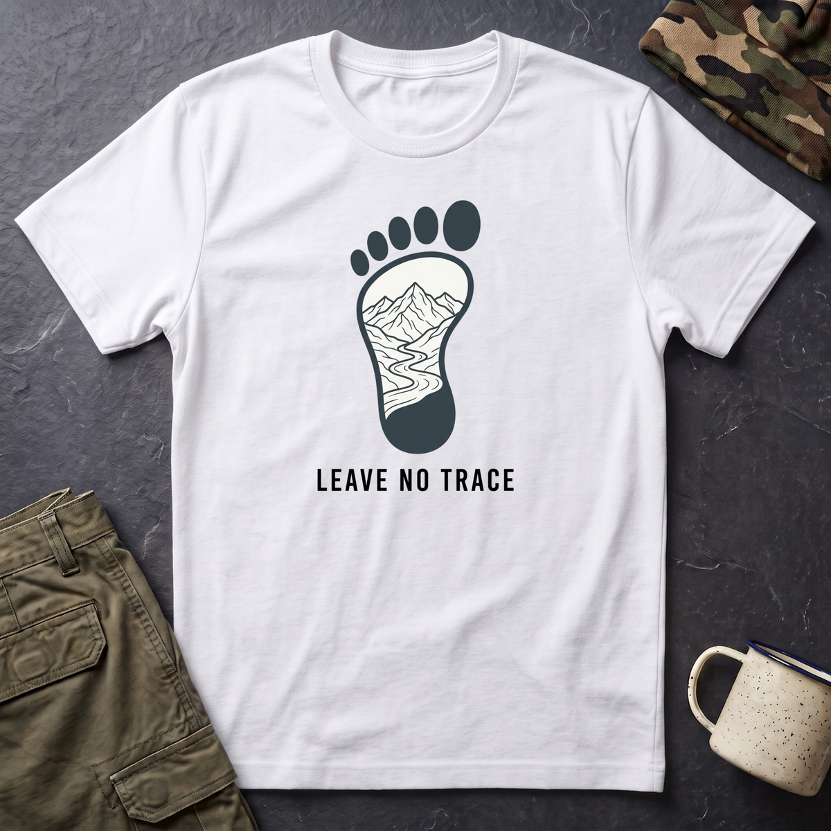 Leave No Trace footprint T-Shirt | Hiking mountain print