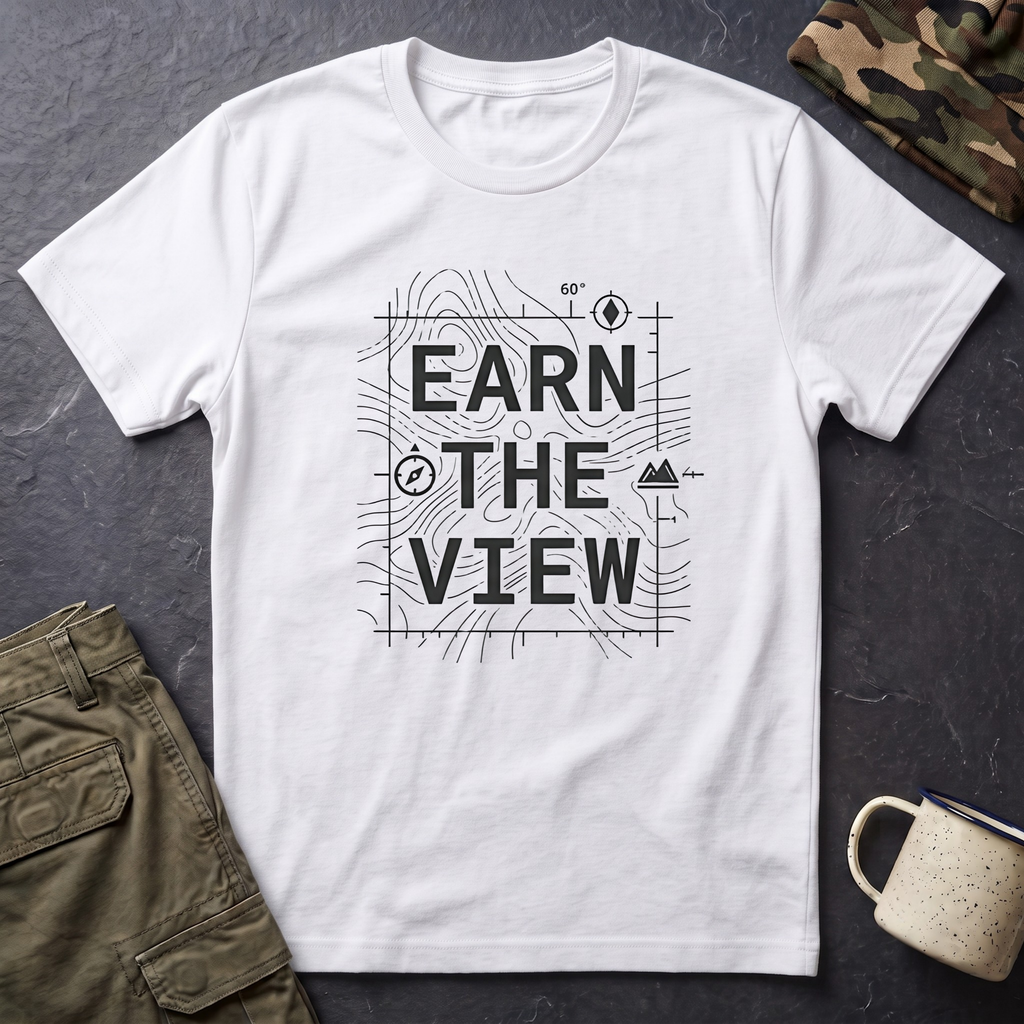 Earn The View T-Shirt | Hiking Adventure Typography Shirt