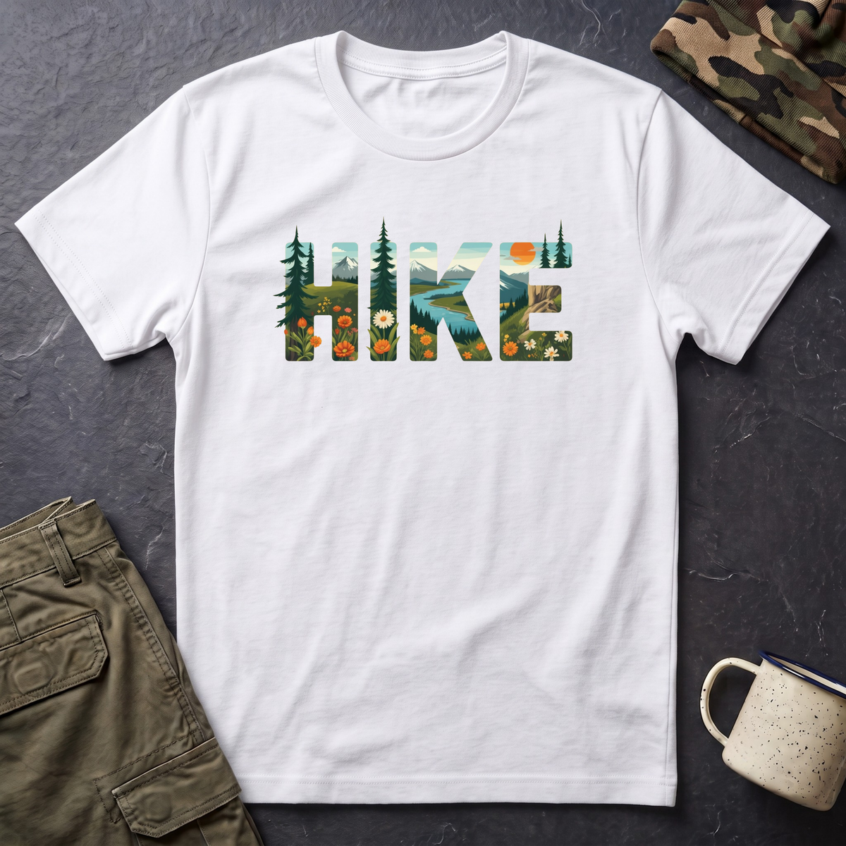 Hike nature typography T-Shirt | Outdoor hiking mountains forest design
