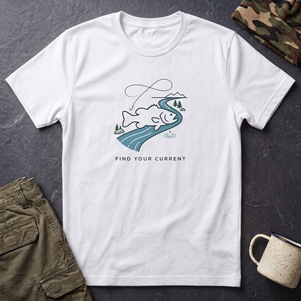 Find Your Current Wave T-Shirt | Surf River Whale Illustration