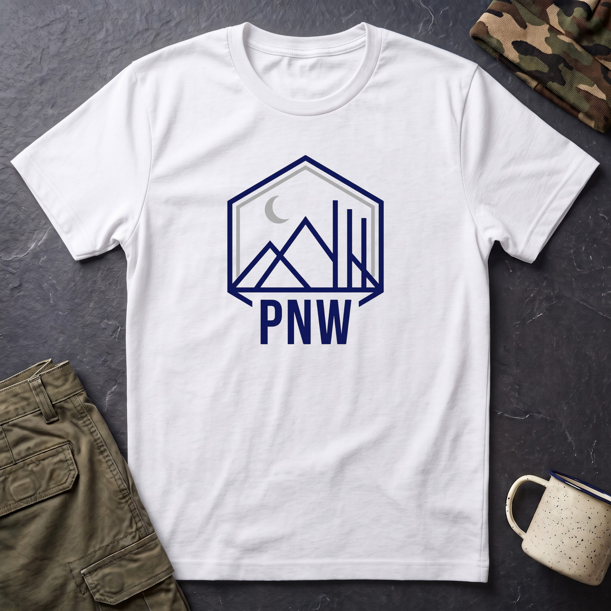 PNW Mountains T-Shirt | Pacific Northwest camping badge